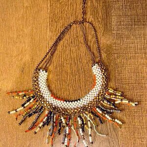 Sundance Vintage Heir Multicolor Handmade Beaded Fringe Necklace